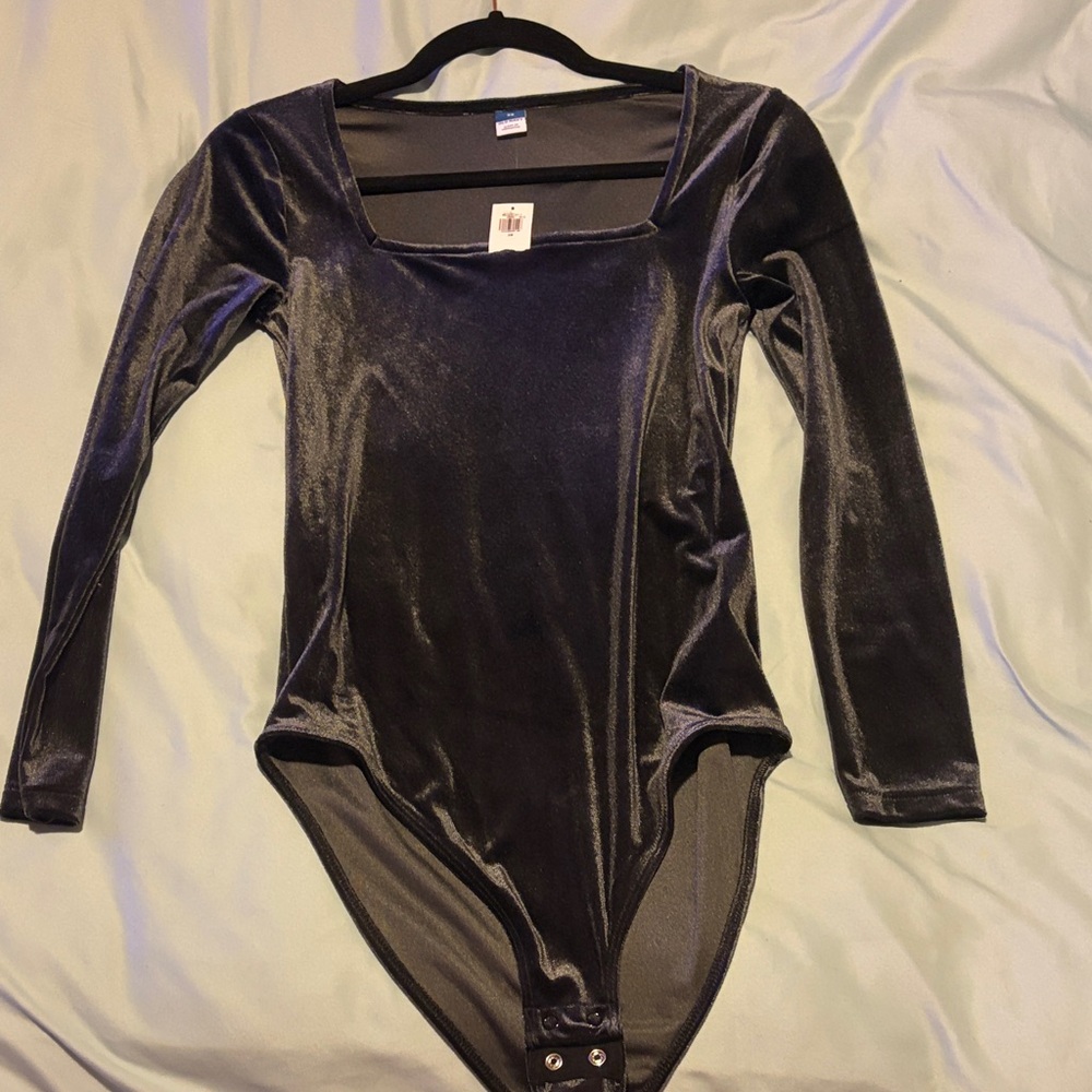 Old Navy Gray Velvet Bodysuit